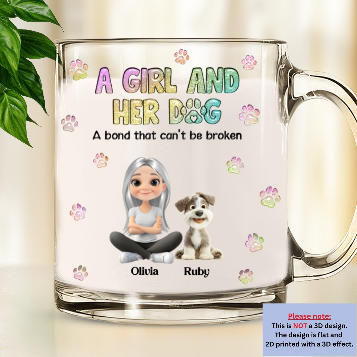 Custom Christmas Birthday Gifts For Dog Mom, Dog Lovers • A Girl And Her Dog - Personalized 3D Inflated Effect Glass Mug