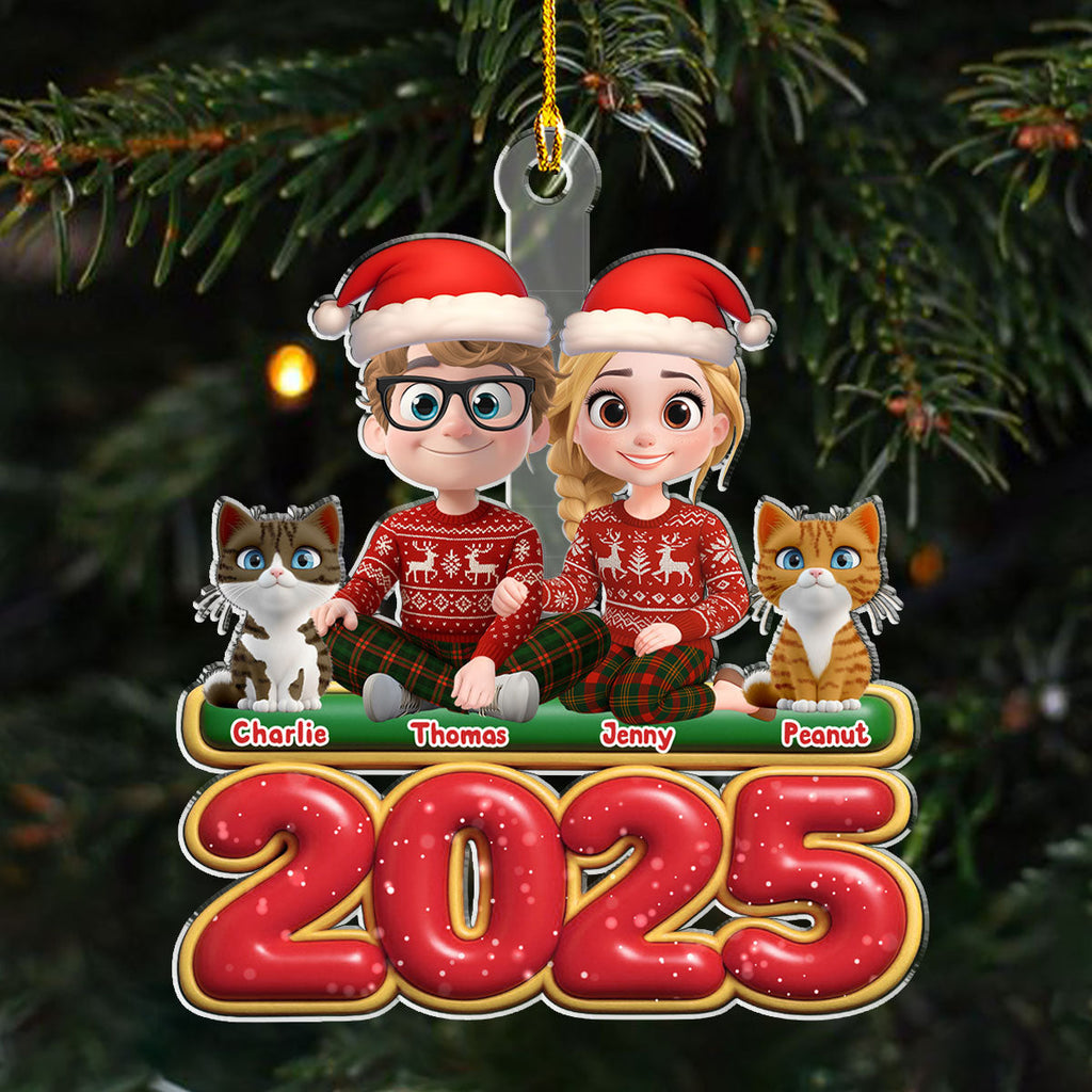 Custom Christmas Birthday Gifts For Cat Dad And Mom • We And Our Cat - Personalized Acrylic Ornament