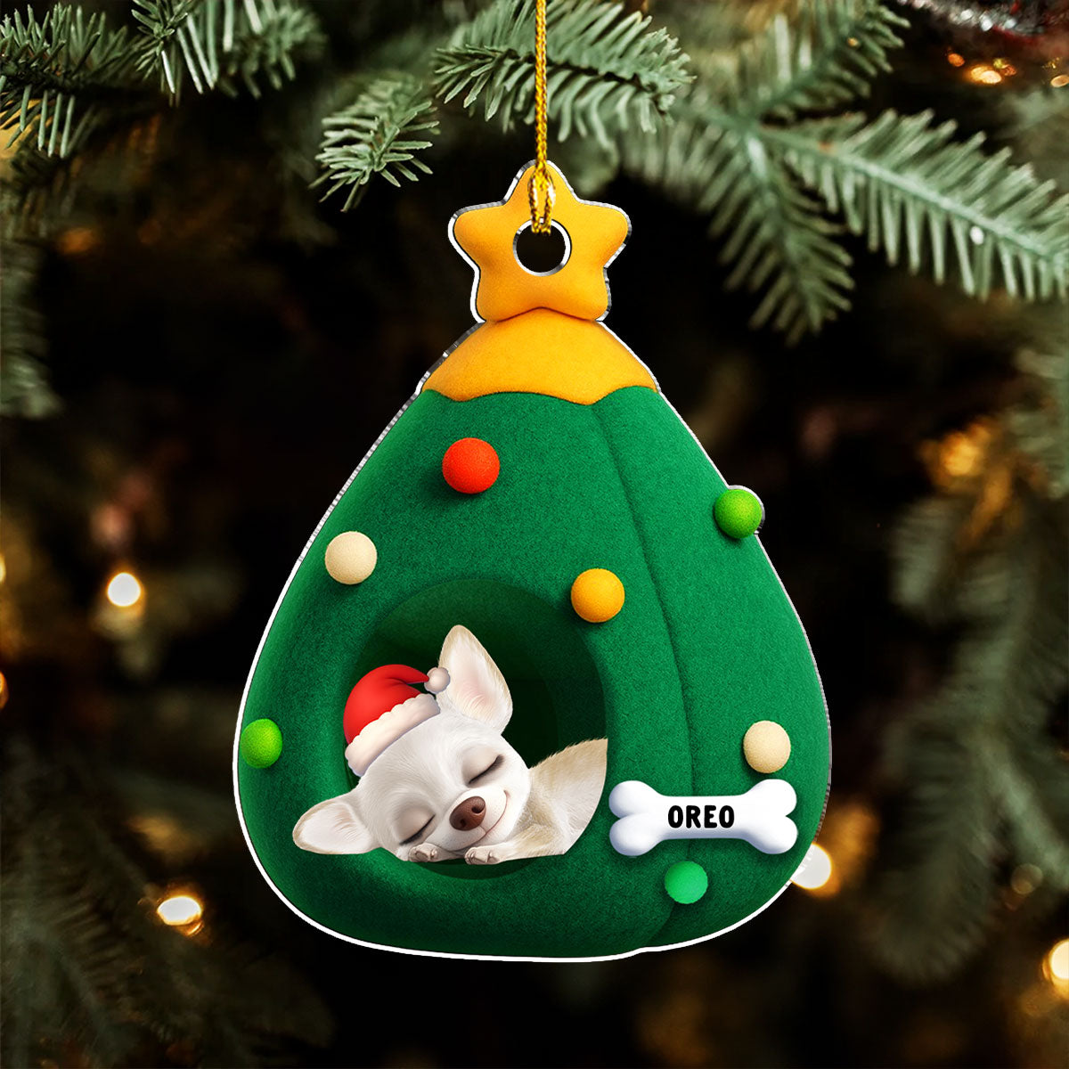 Custom Christmas Decor Home Birthday Gifts For Dog Mom, Dog Lovers • Santa Paws Cozy Tree - Personalized Acrylic Ornament