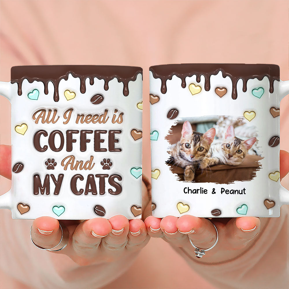 Coffee And Cat Photo - Personalized 3D Inflated Effect Mug