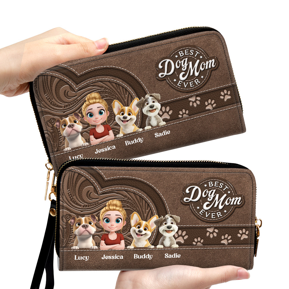 Best Dog Mom Mum In The World - Personalized Leather Wallet
