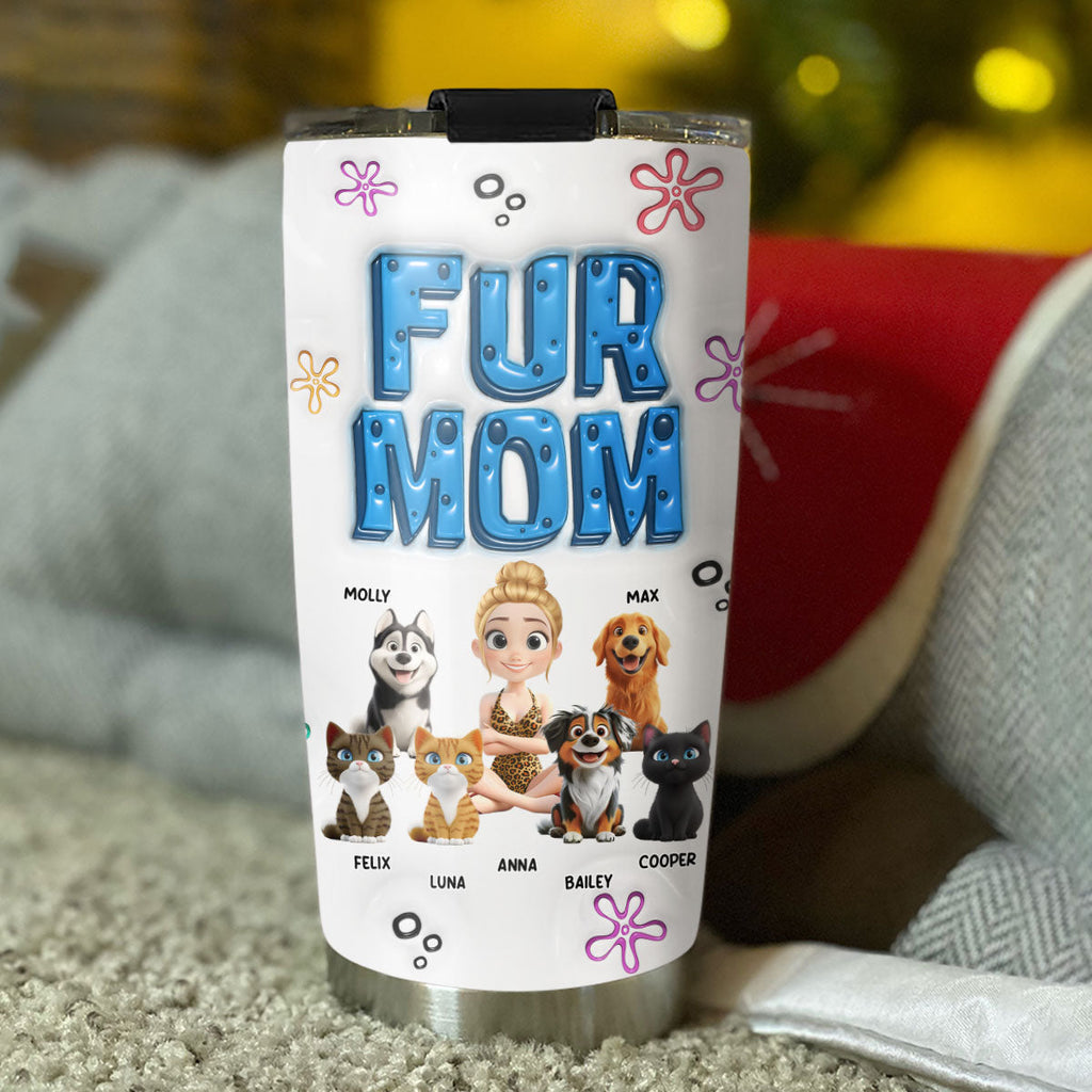 Custom Christmas Birthday Gifts For Pet Mom, Pet Lovers • Sponge Pet Mom Version 2 - Personalized 3D Inflated Effect Tumbler