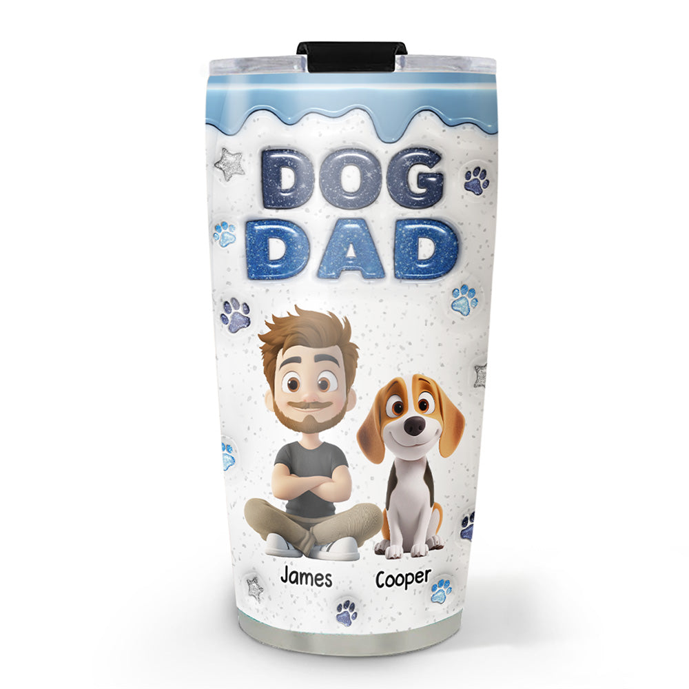 Custom Christmas Birthday Gifts For Dog Lovers • Dog Mom Dad Star - Personalized 3D Inflated Effect Tumbler