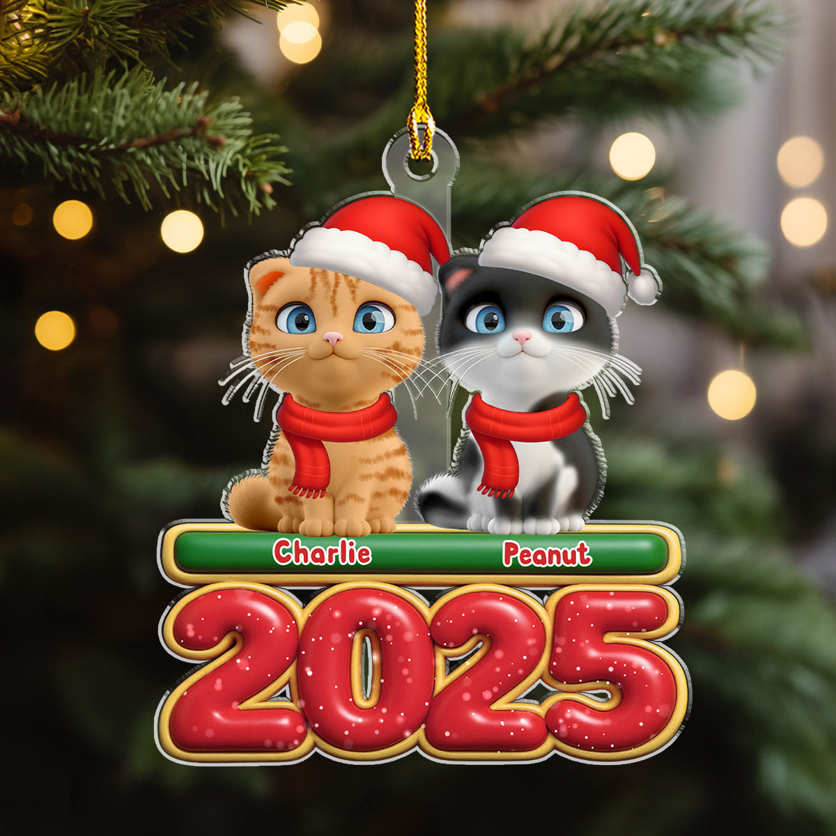 Custom Christmas Decor Home Birthday Gifts For Cat Lovers • My Cat Is Here - Personalized Acrylic Ornament