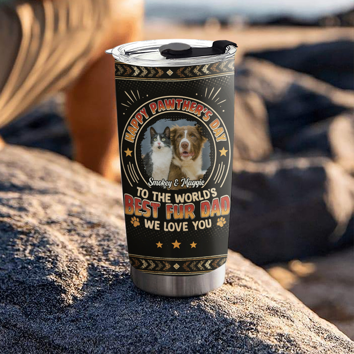 Pawther Day With Pet Dad Photo - Personalized Tumbler