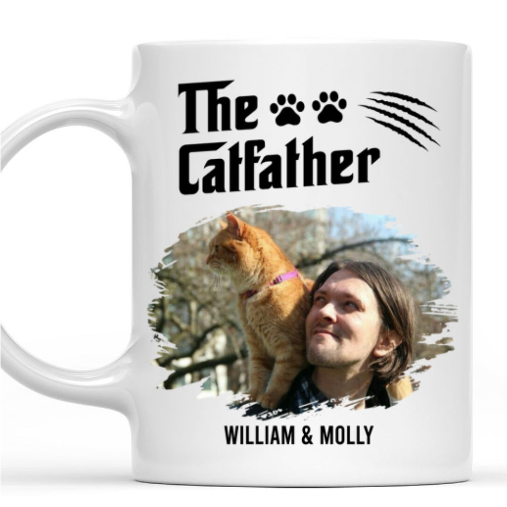 Custom Photo Father's day Birthday Gifts For Cat Dad, Cat Lovers • The Catfather Photo - Personalized Coffee Mug