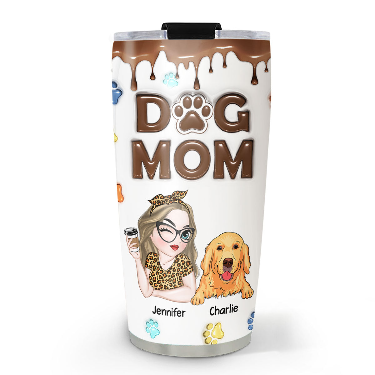 Custom Mother's day Birthday Gifts For Dog Mom, Dog Lovers • Cutest Dog Mom - Personalized 3D Inflated Effect Tumbler