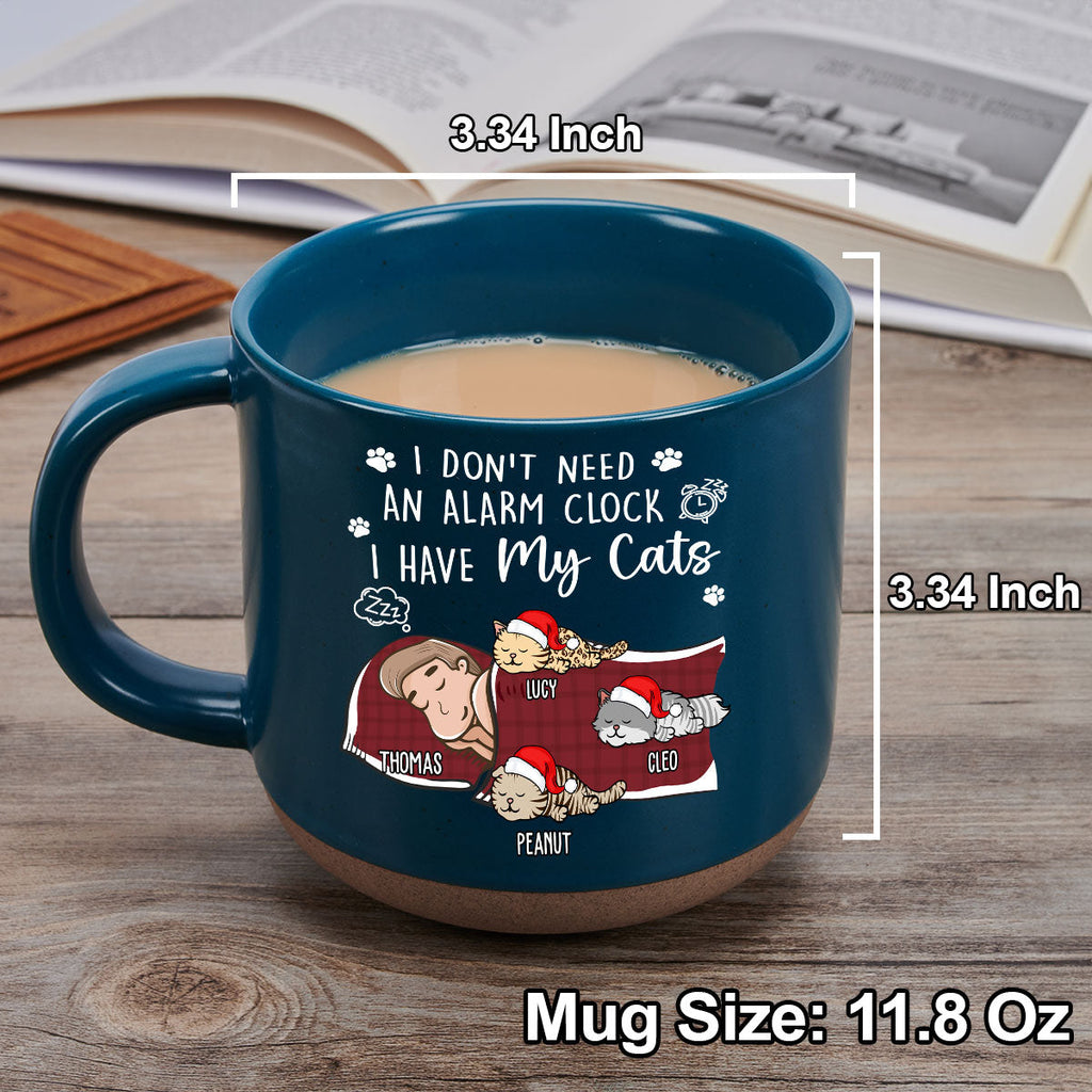 Custom Mother's day Birthday Gifts For Cat Mom, Cat Lovers • My Cat Alarm Clock - Personalized Pottery Mug