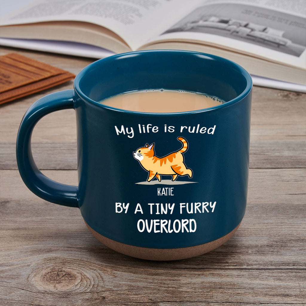 Custom Christmas Birthday Gifts For Cat Lovers • Ruled By Tiny Furry Overlords - Personalized Pottery Mug