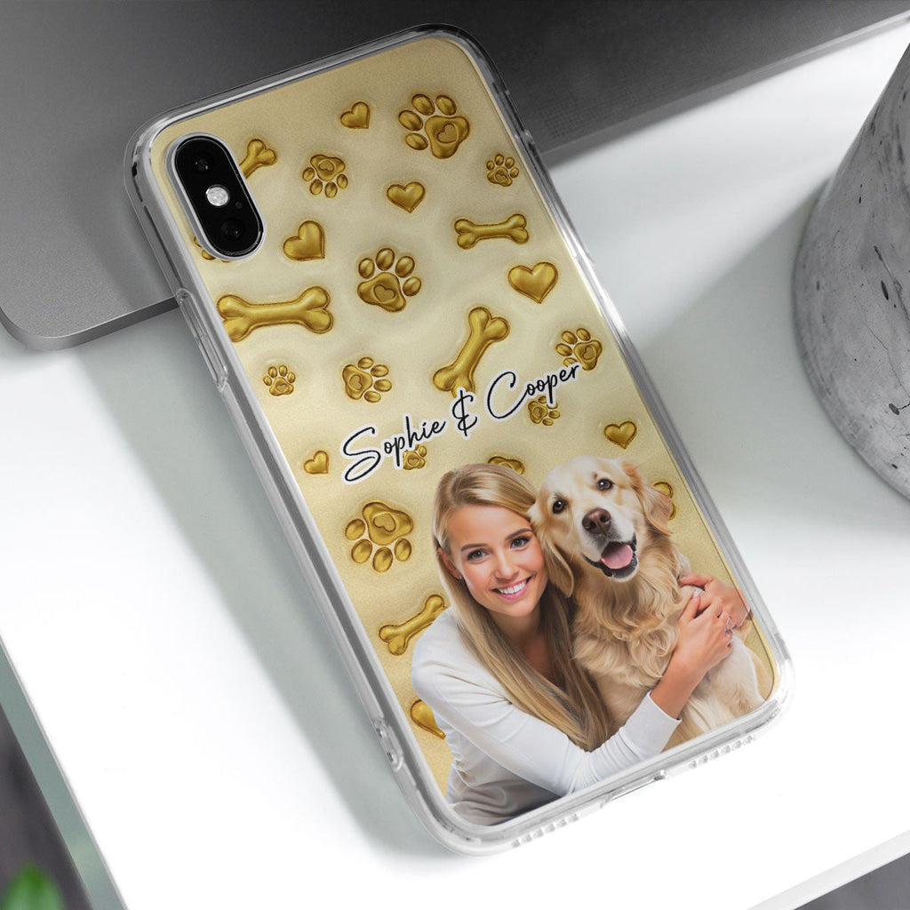 Gold Glitter Dog Mom Photo - Personalized 3D Effect Phone Case
