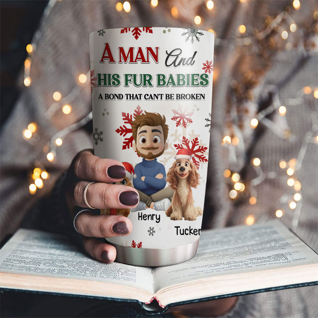 Custom Christmas Birthday Gifts For Pet Dad, Pet Lovers • A Man And His Pet Love Christmas - Personalized Tumbler