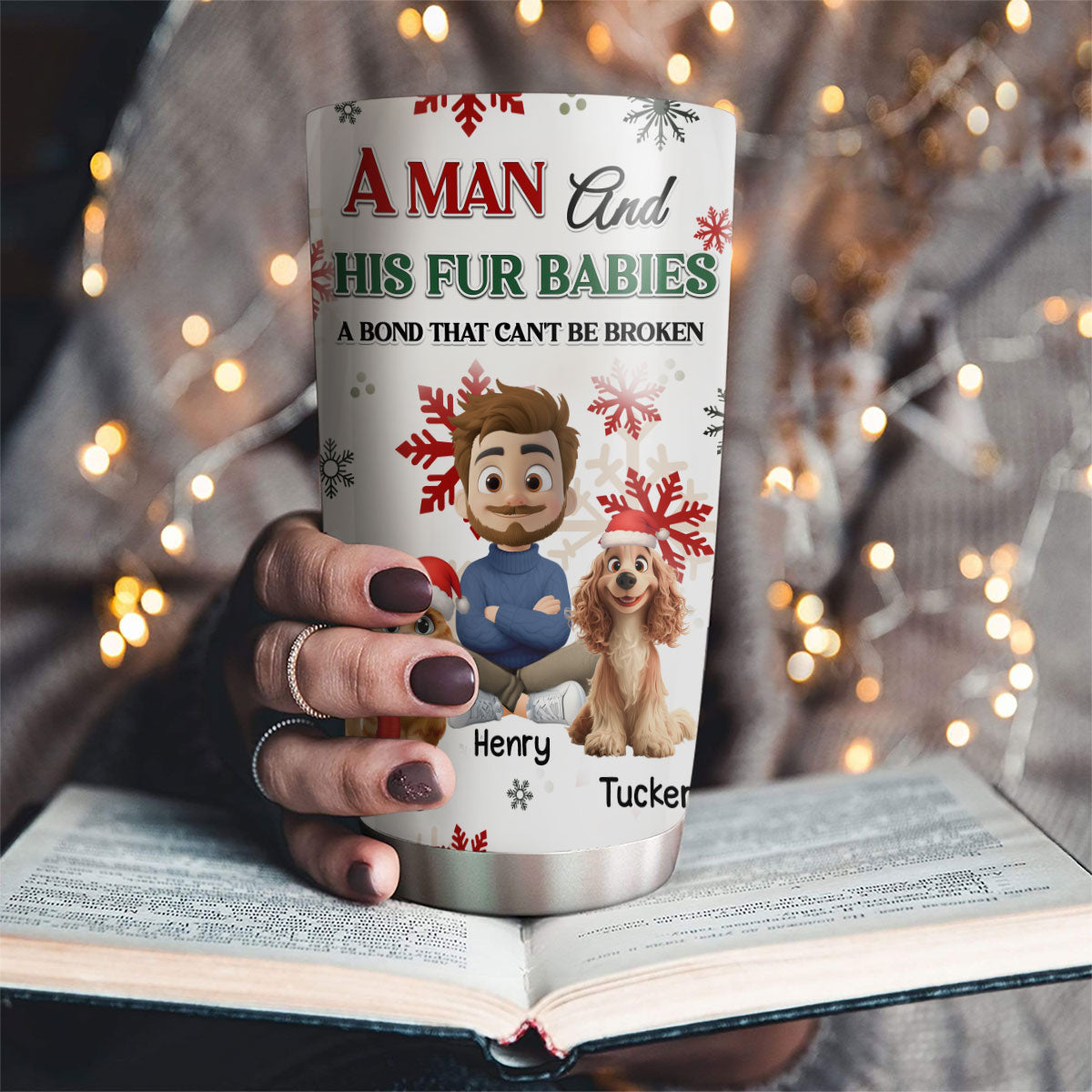 Custom Christmas Birthday Gifts For Pet Dad, Pet Lovers • A Man And His Pet Love Christmas - Personalized Tumbler