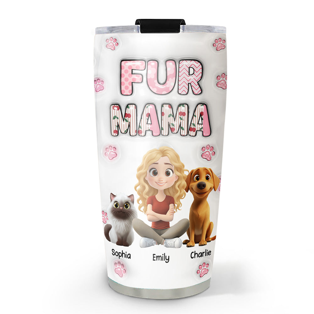 Custom Christmas Birthday Gifts For Pet Mom, Pet Lovers • Cherry On Top Fur Version 2 - Personalized 3D Inflated Effect Tumbler
