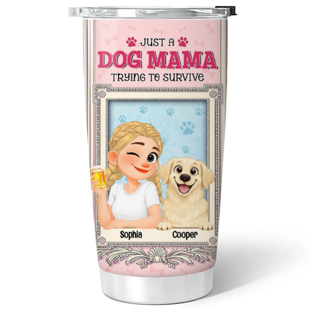 Custom Christmas Birthday Gifts For Dog Mom, Dog Lovers • Survive My Single Dog Mom Life - Personalized Tumbler