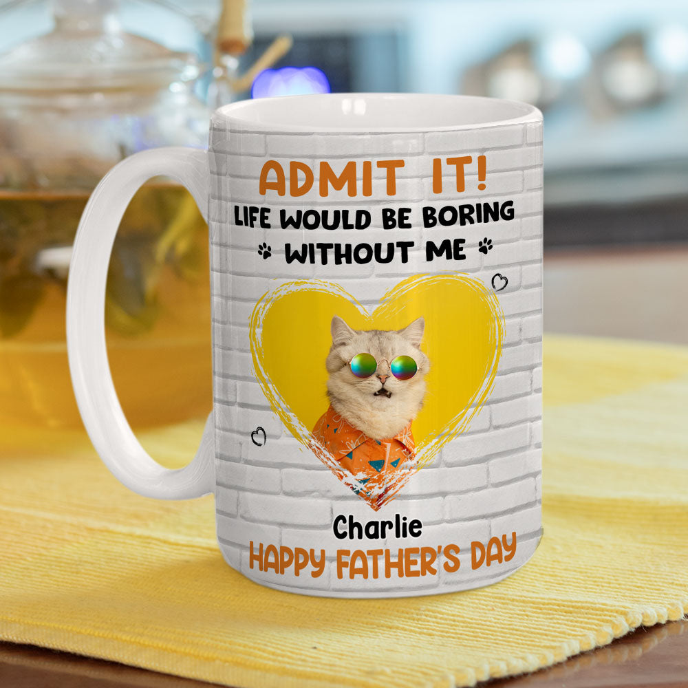 Custom Photo Father's day Birthday Gifts For Cat Dad, Cat Lovers • Admit It Cat Dad Orange Photo - Personalized Coffee Mug