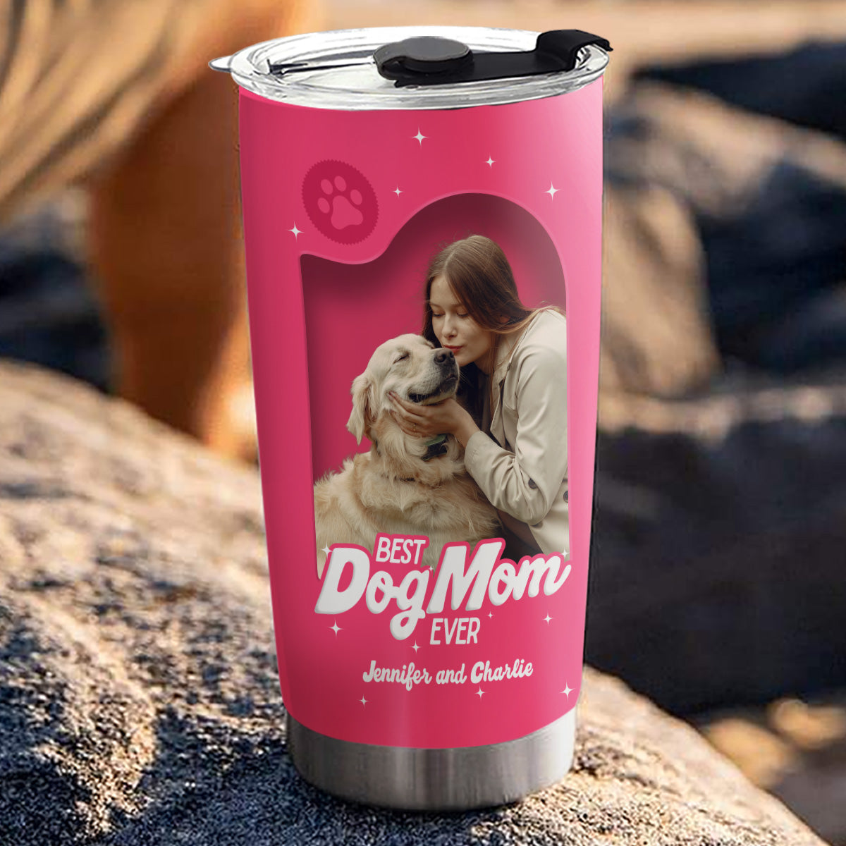 Custom Photo Christmas Birthday Gifts For Dog Mom, Dog Lovers • Us In The Box Photo - Personalized 3D Effect Tumbler