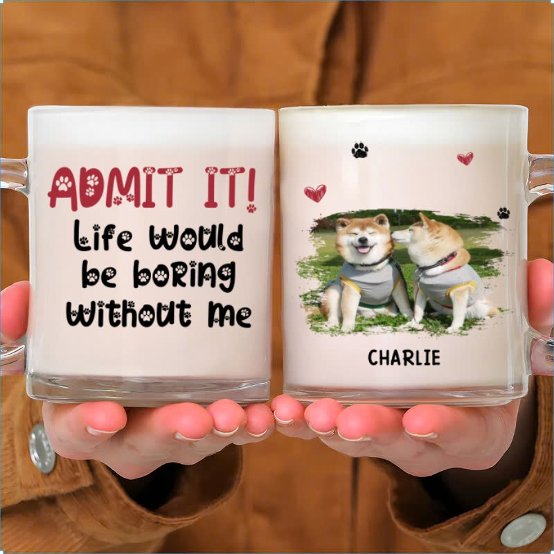 Custom Photo Christmas Birthday Gifts For Dog Mom, Dog Lovers • What A Dog Baby Photo - Personalized Glass Mug