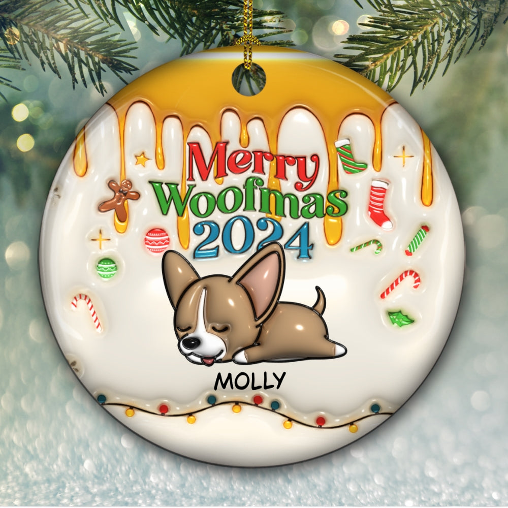 Happy Woofmas - Personalized 3D Inflated Effect Ceramic Ornament