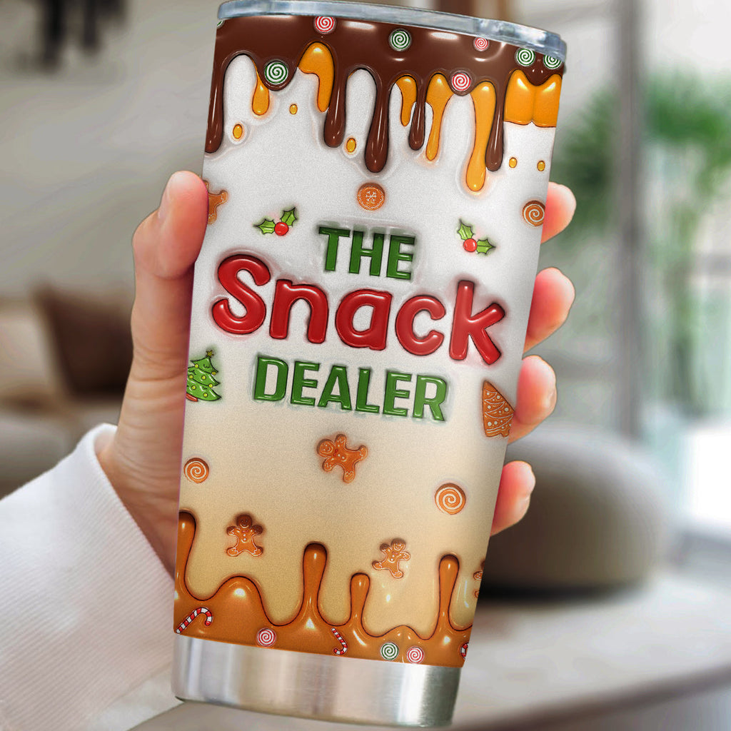 Custom Mother's day Birthday Gifts For Dog Mom, Dog Lovers • Merry Christmas The Snack Dealer - Personalized 3D Inflated Effect Tumbler
