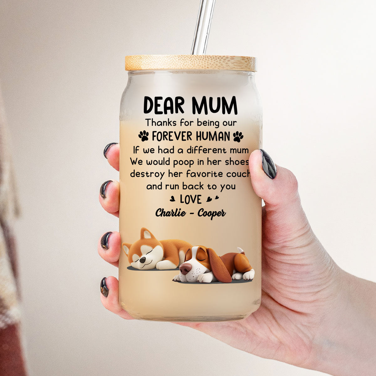 Thanks For Being My Forever Human - Personalized Glass Can