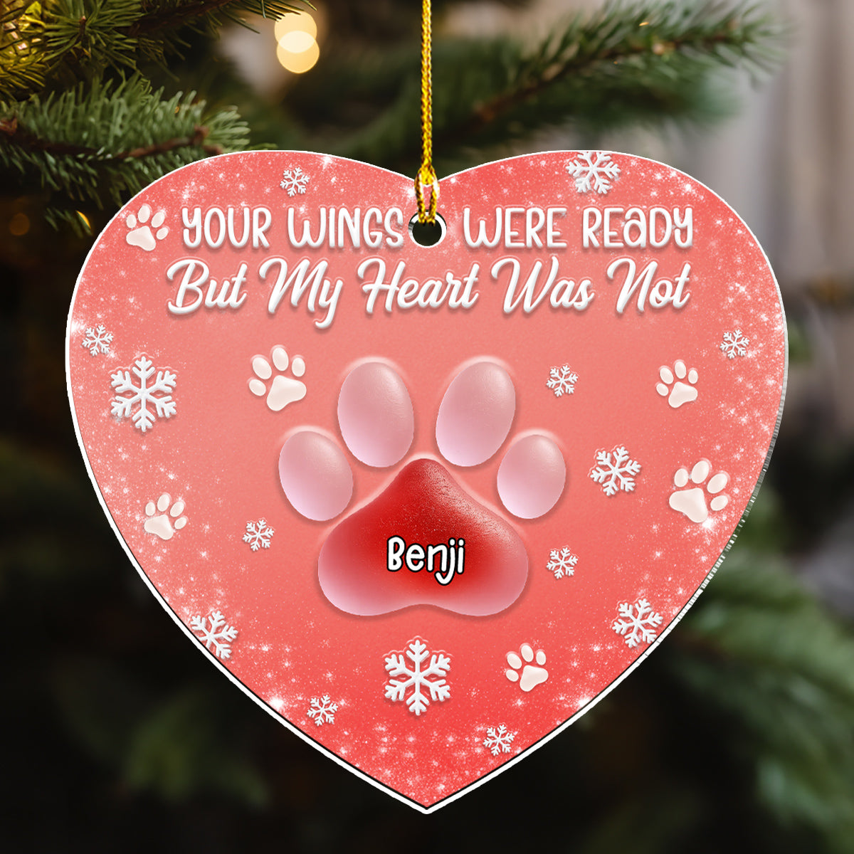 Custom Christmas Memorial Sympathy Gifts For Dogs, Cats • Just Be Here With Me - Personalized 3D Effect Acrylic Ornament