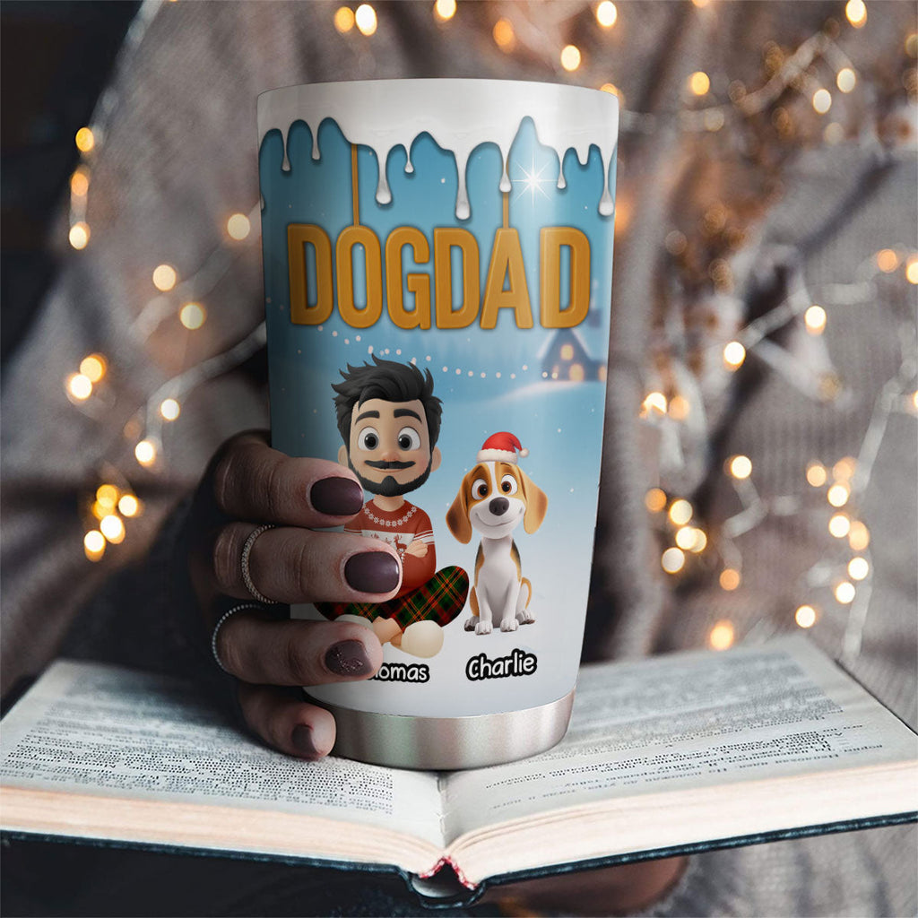 Custom Christmas Birthday Gifts For Dog Dad, Dog Lovers • Your Dad Now Onwards - Personalized 3D Inflated Effect Tumbler