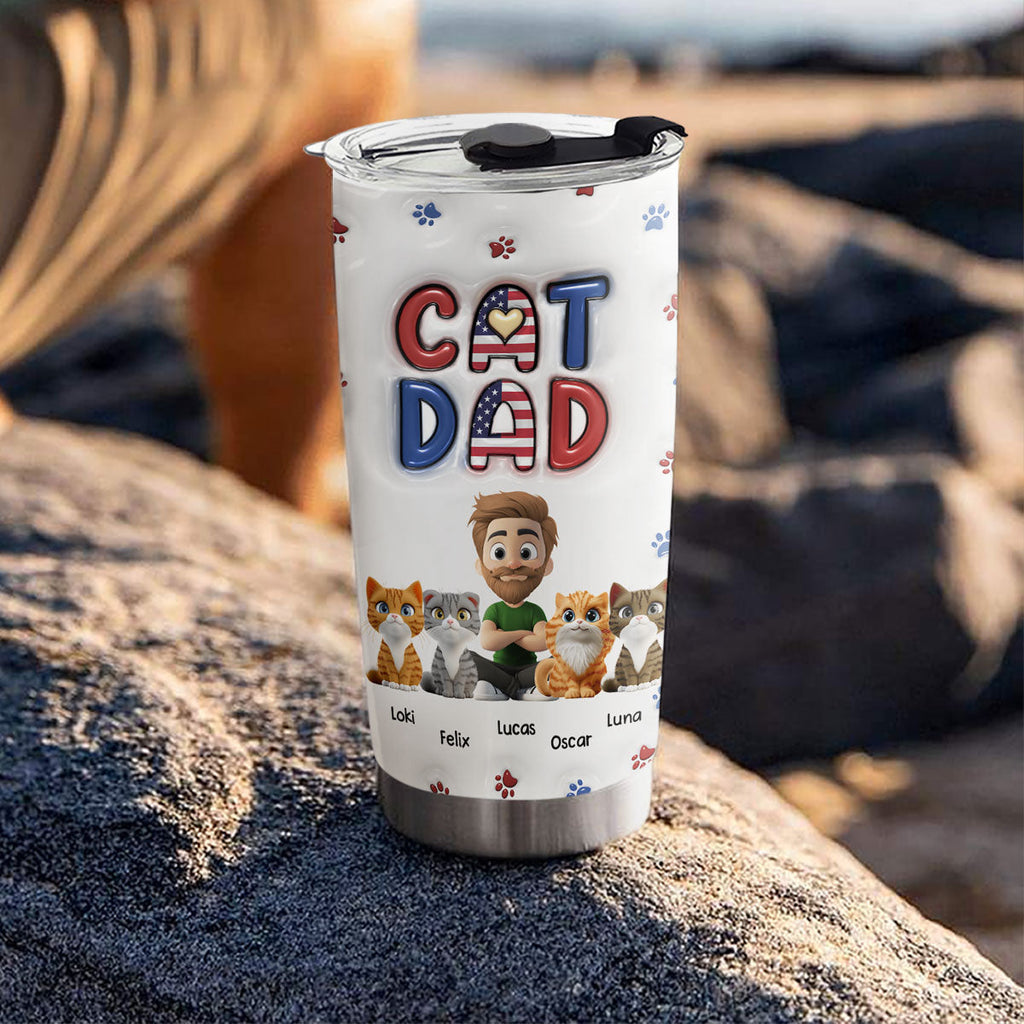 Custom Father's day Birthday Gifts For Cat Dad, Cat Lovers • My Lovely Cat - Personalized 3D Inflated Effect Tumbler
