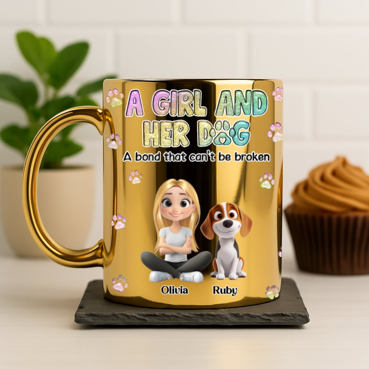Custom Christmas Birthday Gifts For Dog Mom, Dog Lovers • A Bond That Cannot Be Broken - Personalized Metallic Mug