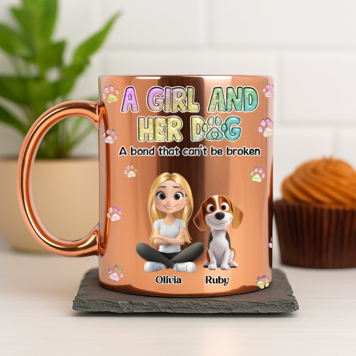 Custom Christmas Birthday Gifts For Dog Mom, Dog Lovers • A Bond That Cannot Be Broken - Personalized Metallic Mug
