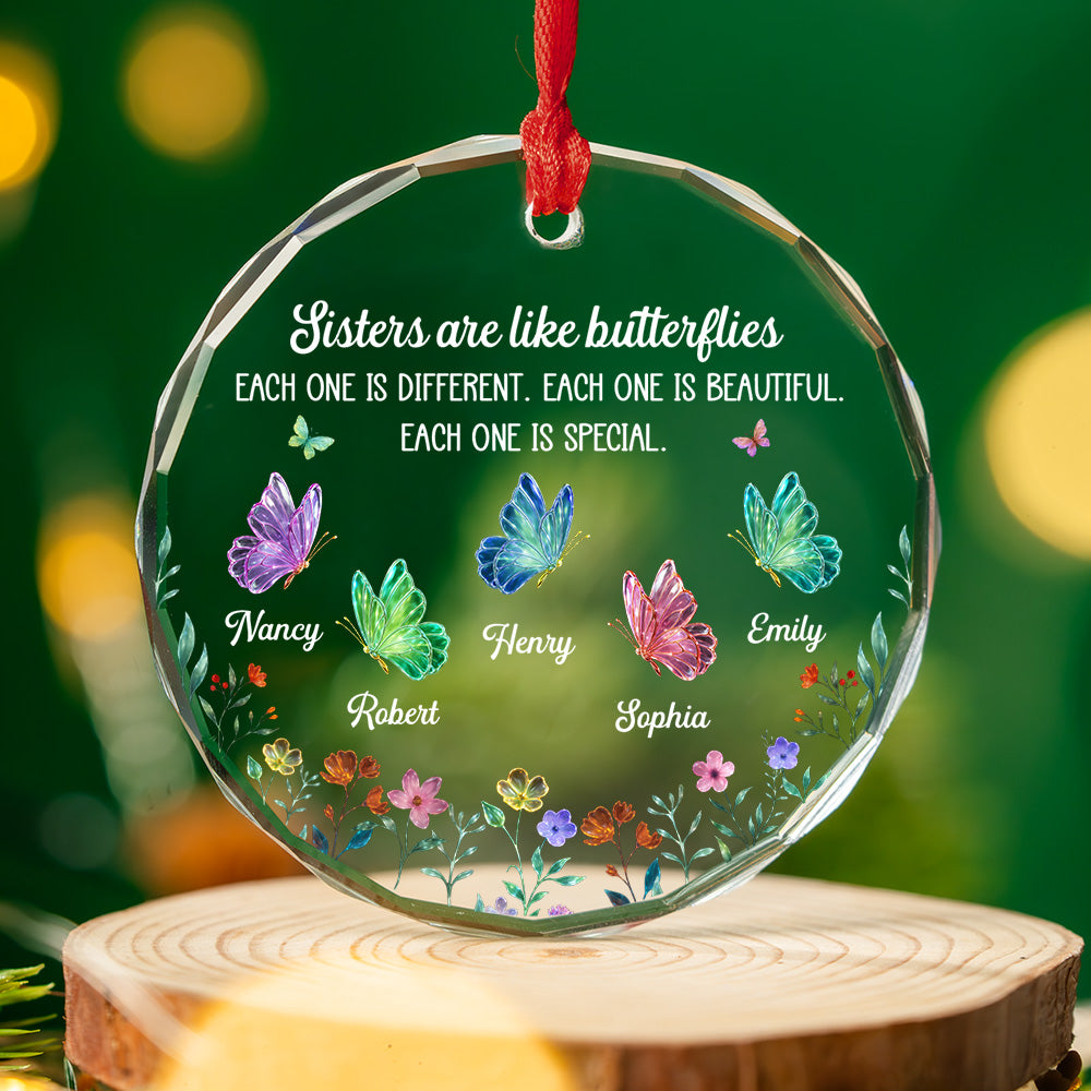 Custom Sister Christmas Ornament •  Festive Sister Love - Personalized Glass Ornament