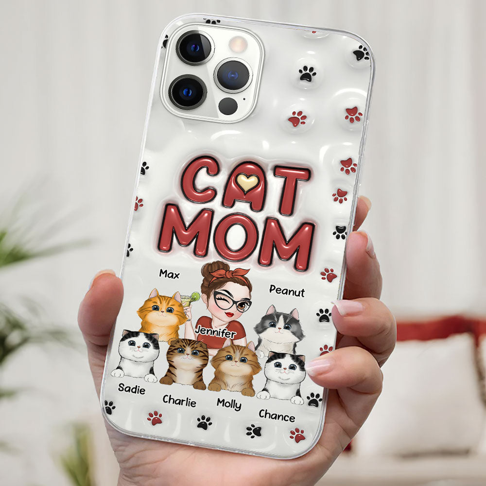 Lovely Cat Mom- Personalized 3D Inflated Effect Phone Case