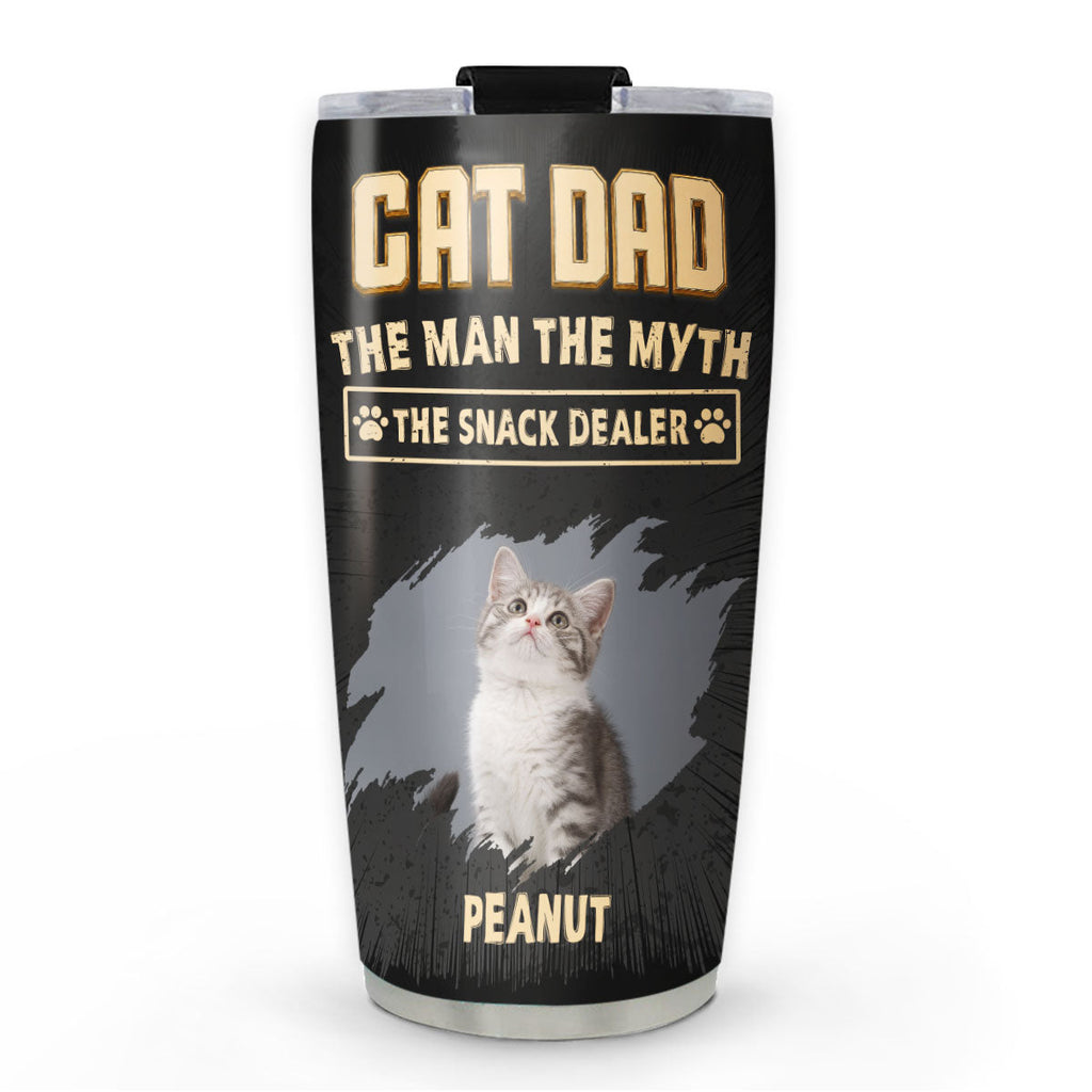 Custom Photo Father's day Birthday Gifts For Cat Dad, Cat Lovers • The Snack Dealer Cat Dad Photo - Personalized Tumbler