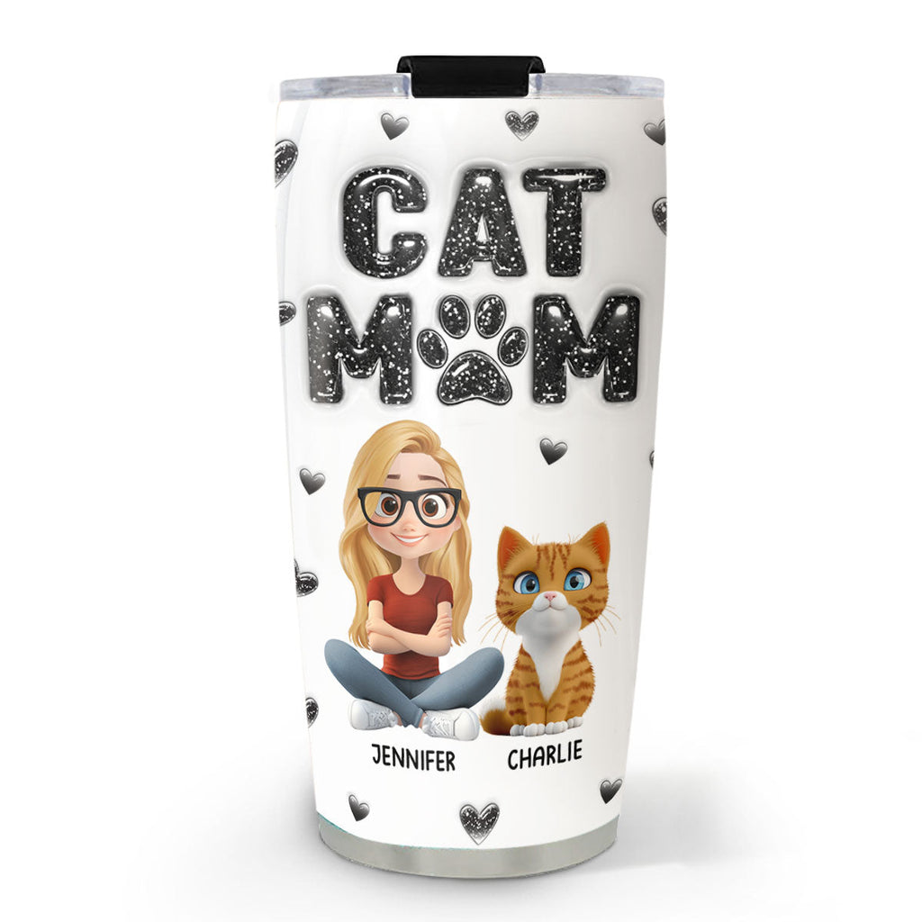 Custom Christmas Birthday Gifts For Cat Mom, Cat Lovers • Adore Cats - Personalized 3D Inflated Effect Tumbler