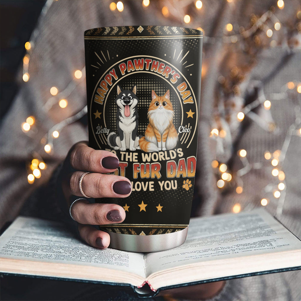 Custom Christmas Birthday Gifts For Cat Lovers • Pawther Day With Pet Dad - Personalized Tumbler