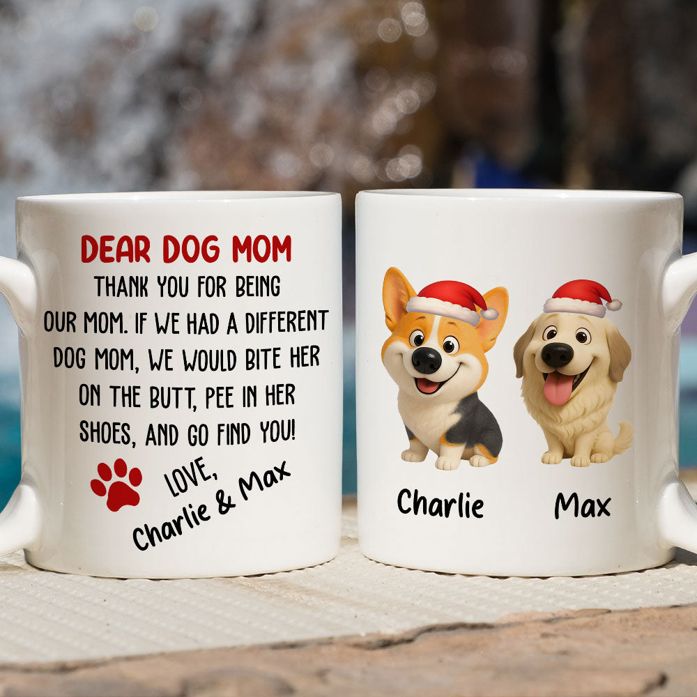 Custom Christmas Birthday Gifts For Dog Mom, Dog Lovers • Dear Dog Mom - Personalized Coffee Mug