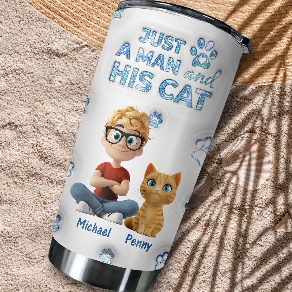 Custom Christmas Birthday Gifts For Cat Dad, Cat Lovers • You Are The Miracle Cat Dad Ver - Personalized 3D Inflated Effect Tumbler