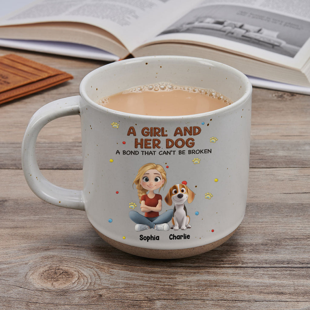 Custom Christmas Birthday Gifts For Dog Mom, Dog Lovers • Stuffy Girl And Her Lovely Dogs - Personalized Pottery Mug