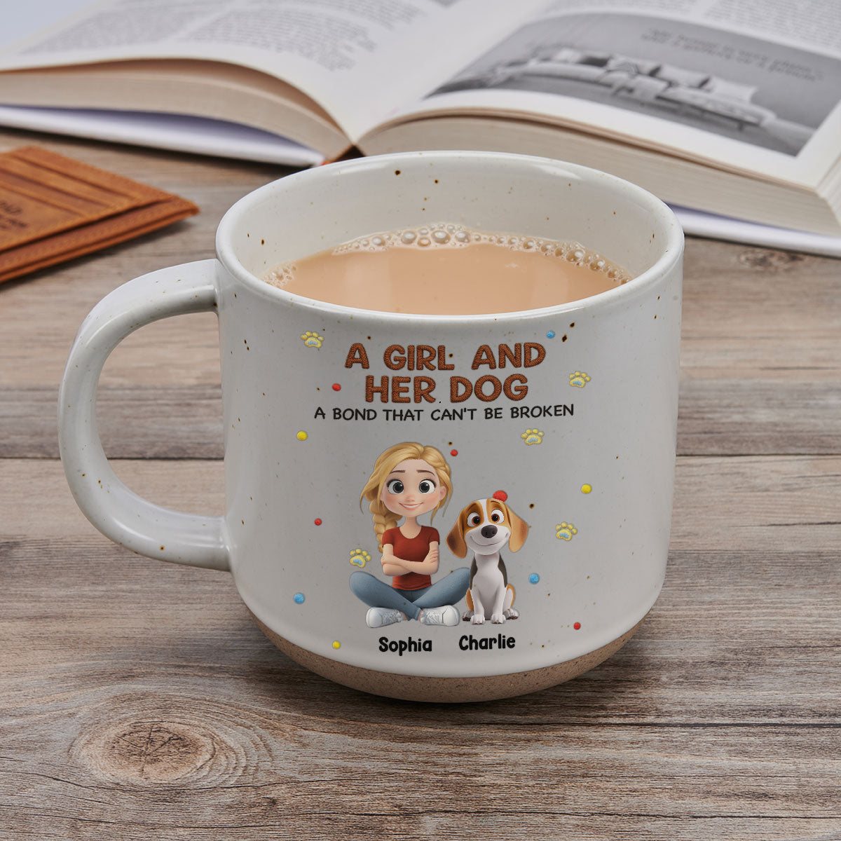Custom Christmas Birthday Gifts For Dog Mom, Dog Lovers • Stuffy Girl And Her Lovely Dogs - Personalized Pottery Mug