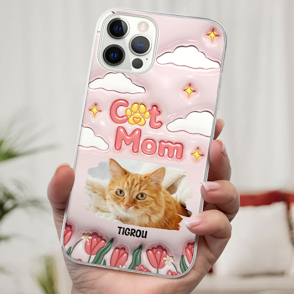 I Love My Cat Mom Photo - Personalized 3D Inflated Effect Phone Case