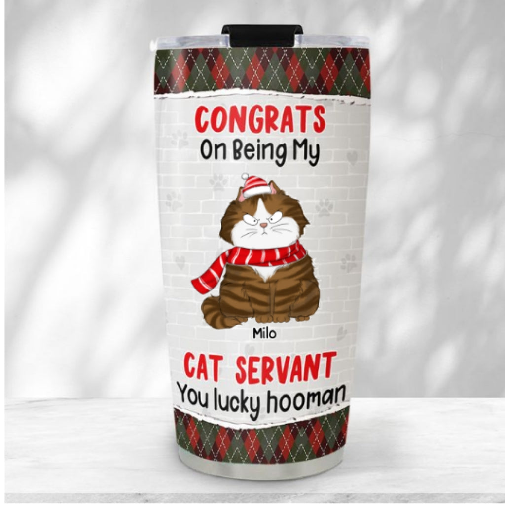 Custom Christmas Birthday Gifts For Pet Lovers • Congrats Lucky Hooman - Personalized Tumbler