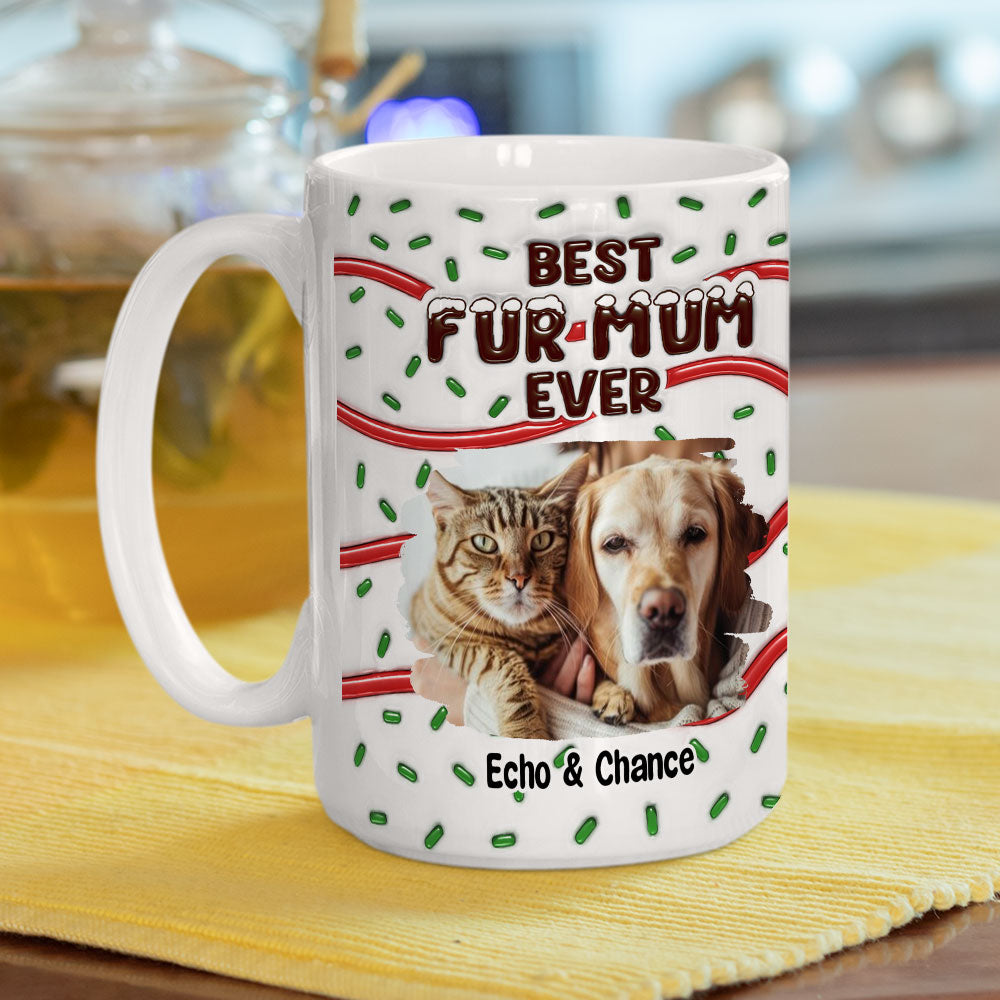 Custom Photo Mother's day Birthday Gifts For Cat Mom, Cat Lovers • Best Dog Mom Dad Cake Pet Photo - Personalized 3D Inflated Effect Mug