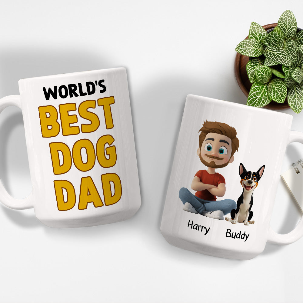 Custom Christmas Birthday Gifts For Dog Lovers • Best Dad In The World - Personalized Coffee Mug