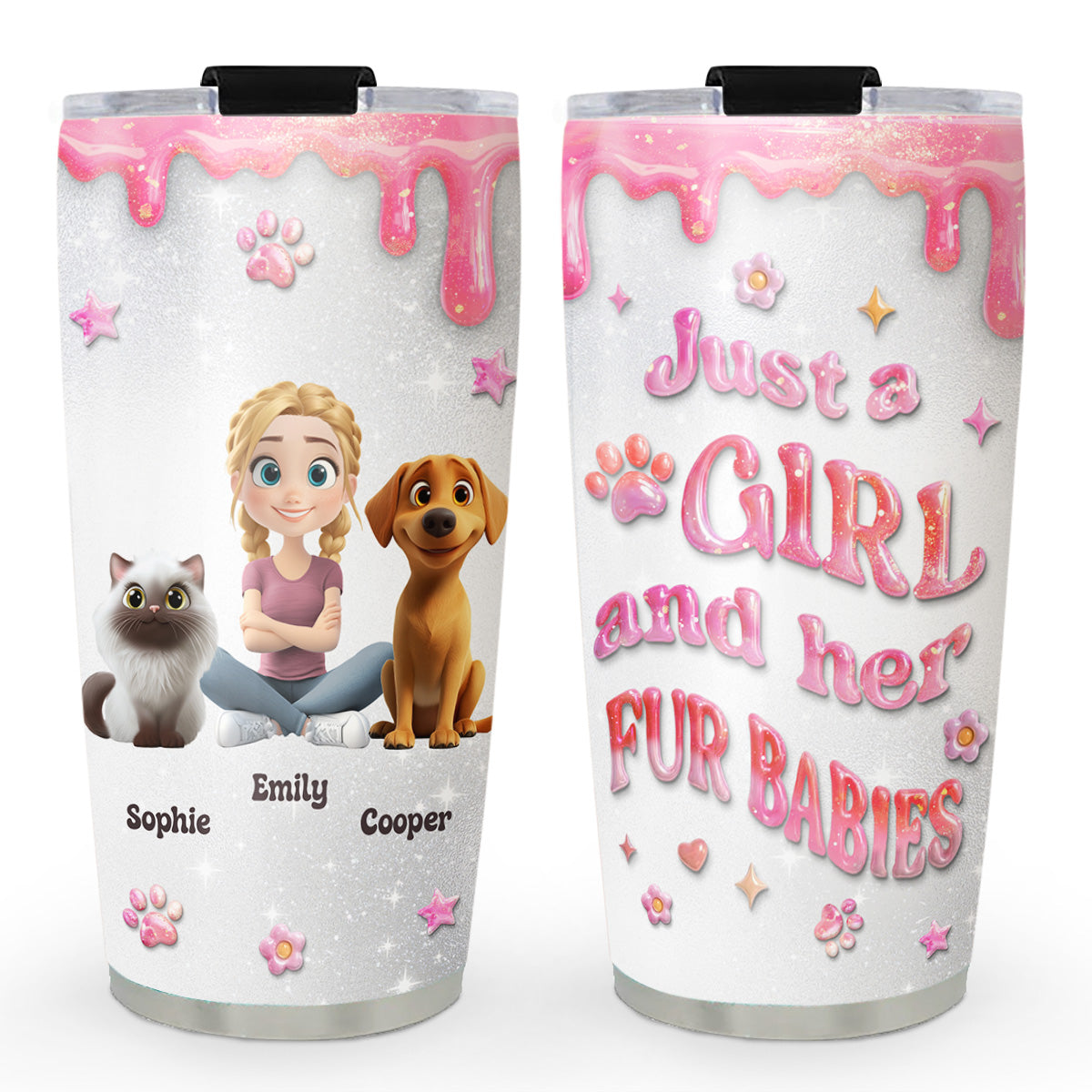 Custom Christmas Birthday Gifts For Pet Mom, Pet Lovers • Every Day Is A Nice Day With MY Babies - Personalized 3D Effect Tumbler