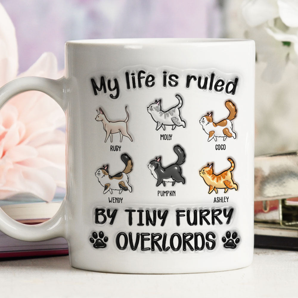 Custom Father's day Birthday Gifts For Cat Dad, Cat Lovers • Your Overlords - Personalized 3D Inflated Effect Mug