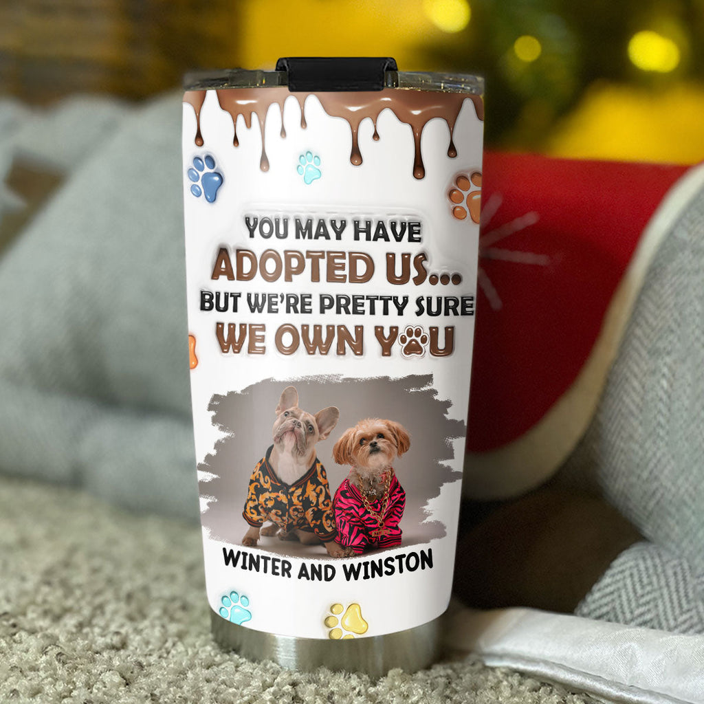 Custom Christmas Birthday Gifts For Dog Lovers • We Own You Photo - Personalized 3D Inflated Effect Tumbler