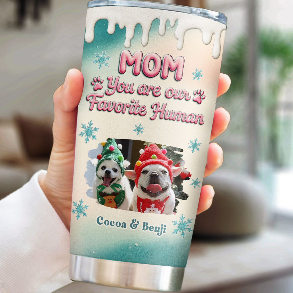 Custom Photo Christmas Birthday Gifts For Dog Lovers • My Most Favorite Human Photo - Personalized Tumbler
