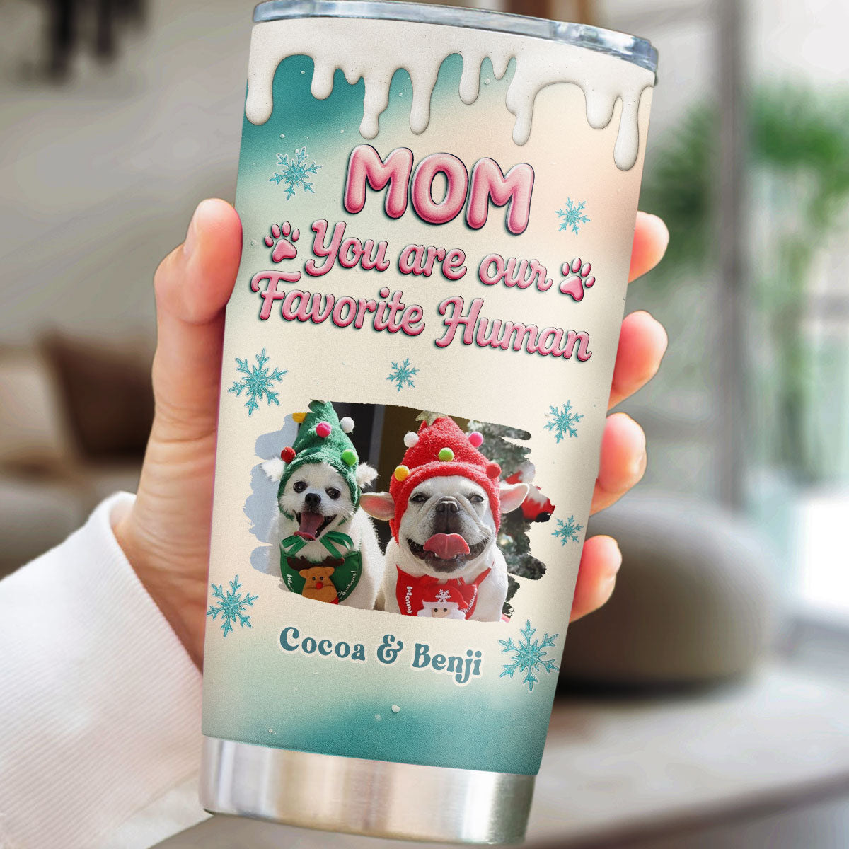 Custom Photo Christmas Birthday Gifts For Dog Lovers • My Most Favorite Human Photo - Personalized Tumbler