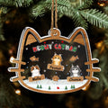 Custom Christmas Decor Home Birthday Gifts For Cat Lovers • Meowy Catmas - Personalized Acrylic Shaker Ornament