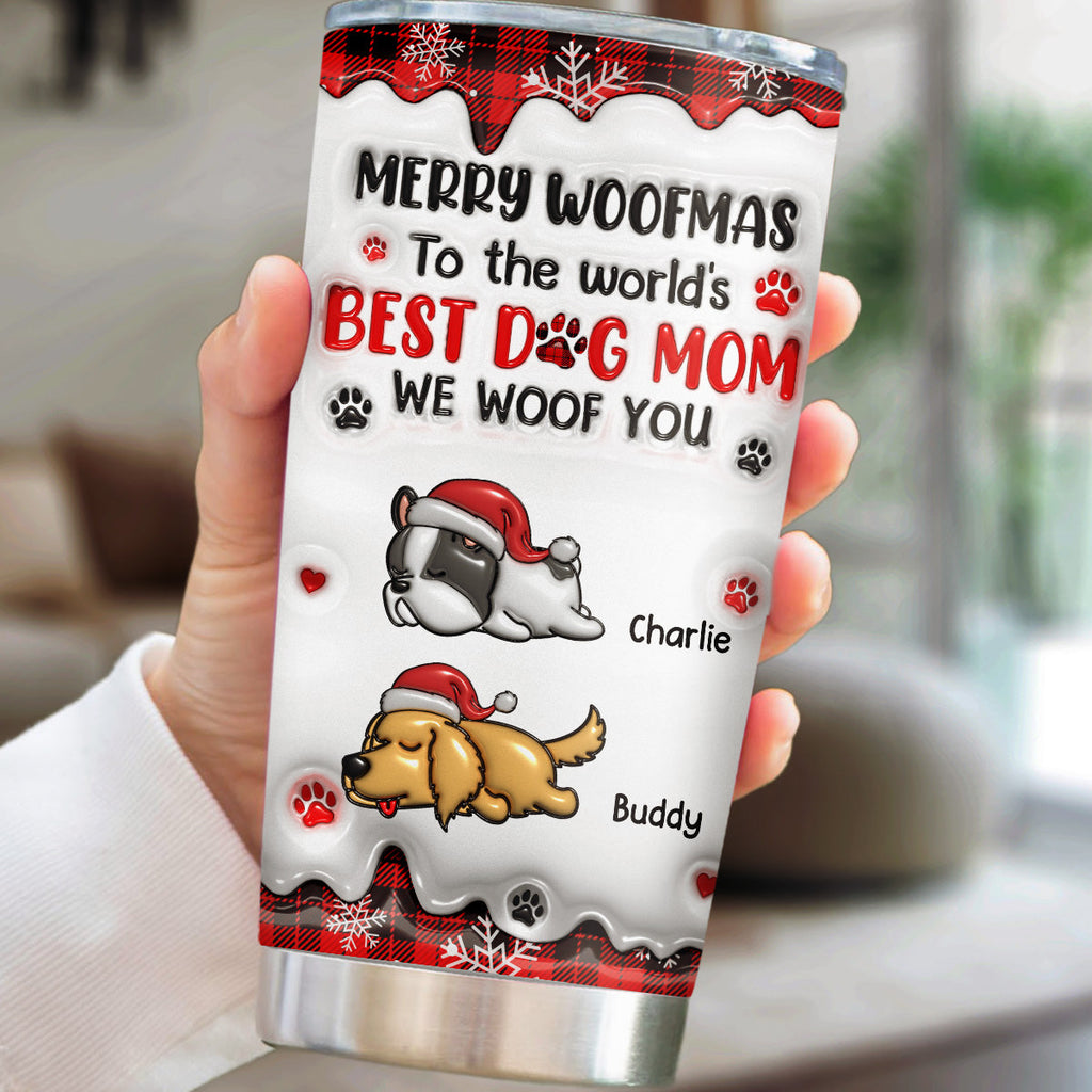 Custom Mother's day Birthday Gifts For Pet Mom, Pet Lovers • My Best Dog Mom In The World - Personalized 3D Inflated Effect Tumbler