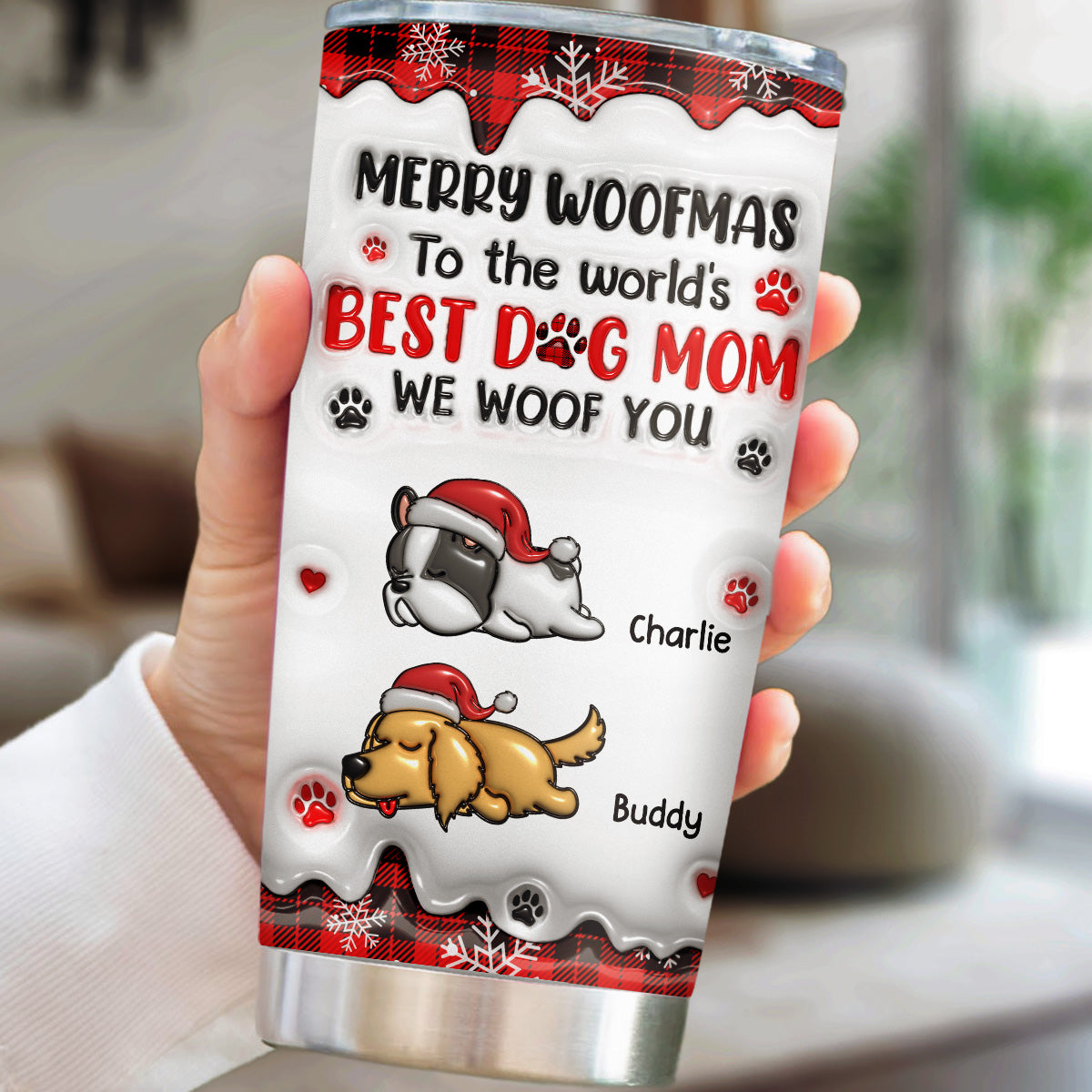 Custom Mother's day Birthday Gifts For Pet Mom, Pet Lovers • My Best Dog Mom In The World - Personalized 3D Inflated Effect Tumbler